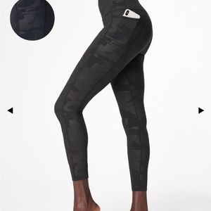 Sweaty Betty Supersculpt Emboss High Waisted 7/8 Leggings S Black Cherry Purple